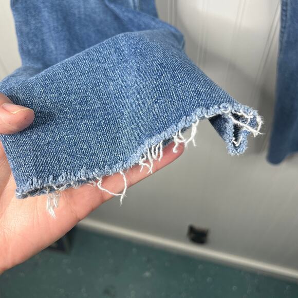 Hollister Paper bag Denim Jeans Raw Hem Pleated High Rise Size 9 Long Tall Pants - Picture 7 of 7